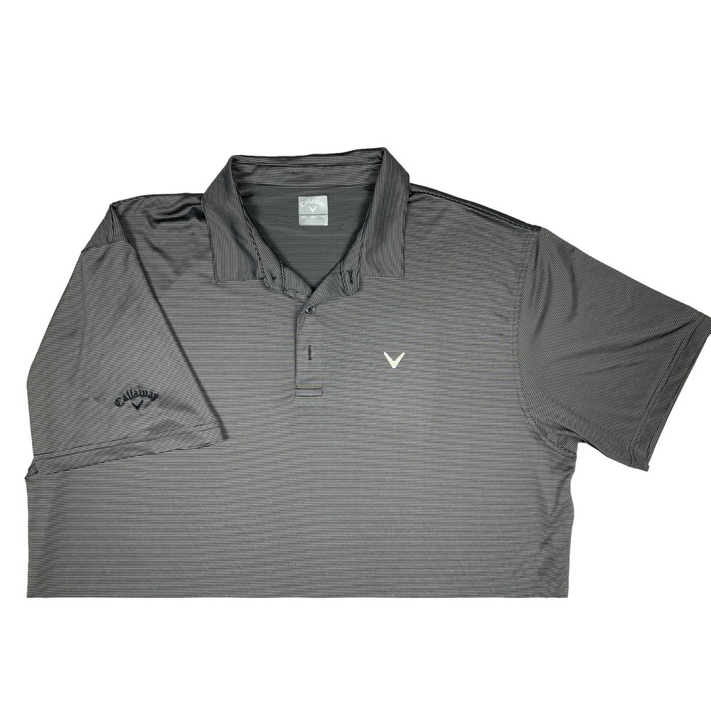 Callaway Golf Polo Shirt Mens XXL Gray Striped Performance Short Sleeve